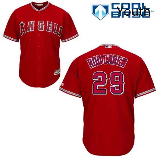 Youth Majestic Los Angeles Angels of Anaheim 29 Rod Carew Replica Red Alternate Cool Base MLB Jersey